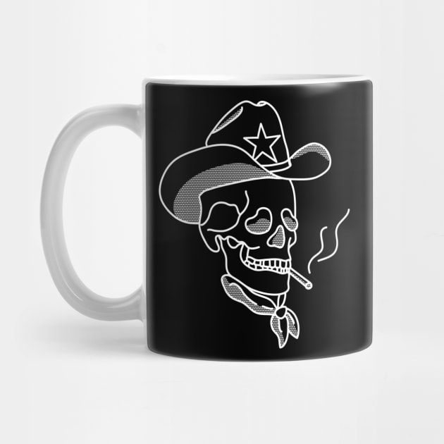 Western Cowboy Hat Skull Smoking by YourGoods